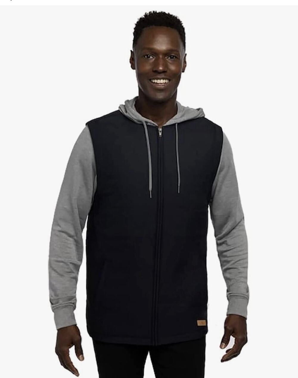 Travis Mathew Jacket Mens Black Heather Grey Scavenger Hooded Full Zip Golf L